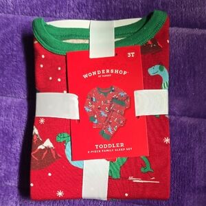 Wondershop Red and Green Dinosaur Pajama Set Size 3T